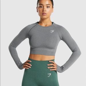 NWT Gymshark Vital Seamless Long Sleeve Crop Top in Smokey grey marl